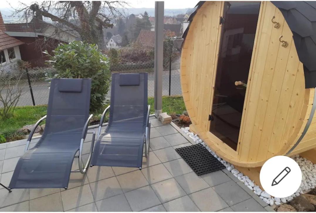 Ferienloft Ottos Werkstatt Mit Saunafass Dannenfels Exterior foto